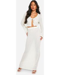Boohoo - Sheer Textured Low Rise Maxi Skirt - Lyst