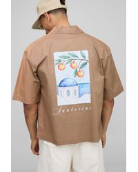 BoohooMAN - Oversized Half Sleeve Santorini Revere Shirt - Lyst