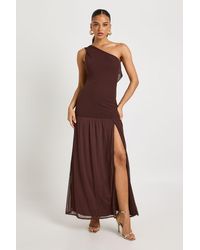 Boohoo - One Shoulder Cowl Back Drop Waist Maxi Dress - Lyst