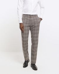 River Island - Slim Fit Check Suit Trousers - Lyst