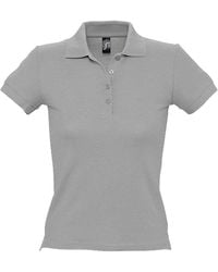 Sol's - Ladies People Pique Short Sleeve Cotton Polo Shirt Marl) - Lyst