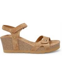 Panama Jack - Wedge Bark Suede Leather Sandals - Lyst
