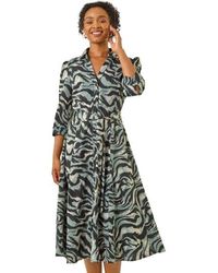 Roman - Petite Animal Print Stretch Shirt Dress - Lyst