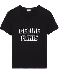 Celine - Celine 3d Gebroken Bedrukt Logo T-shirt In Zwart - Lyst