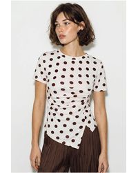 Bianco Lucci - Fitted Polka Dot Crew Neck T-Shirt - Lyst