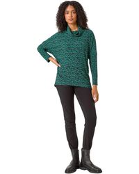 Roman - Print Relaxed Cowl Neck Tunic Top - Lyst