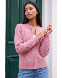 Roman - Petite Cable Knit Zip Up Cardigan - Lyst