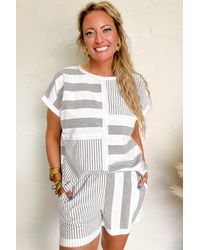 Azura Exchange - Gestreept Pyjama Set Korte Broek - Lyst