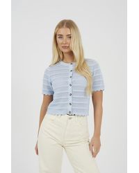 Brave Soul - Short Sleeve Stitch Detail Crew Neck Cardigan - Lyst