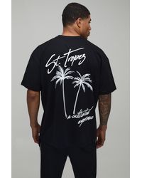 BoohooMAN - Oversized St Tropez Palm Puff Print T-Shirt Cotton - Lyst