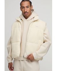BoohooMAN - Boxy Fit Knitted Funnel Neck Puffer Gilet - Lyst