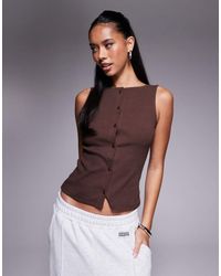 ASOS - Wide Neck Ribbed Button Through Tank Top - Lyst
