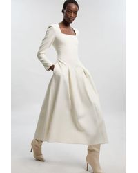 Karen Millen - Compact Stretch Sweetheart Neckline Midi Dress - Lyst