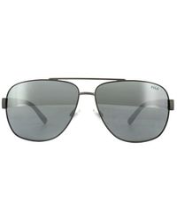 Polo Ralph Lauren - Aviator Semi Shiny Dark Gunmetal Mirror Sunglasses - Lyst