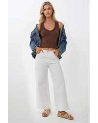 Hiccup - Stitch Detail Textured V-Neck Sleeveless Slim Fit Top - Lyst