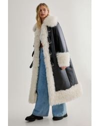 Nasty Gal - Plush Collar Bonded Maxi Aviator - Lyst