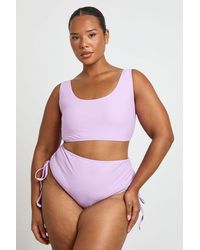 Boohoo - Plus Tummy Control Ruched High Waist Bikini Bottom - Lyst