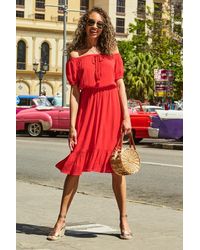 Sosandar - Bardot Tassel Detail Summer Dress - Lyst