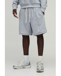 BoohooMAN - Baggy Drop Crotch Exposed Seam Loopback Short - Lyst