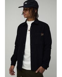 BoohooMAN - Regular Fit Long Sleeve Cord Woven Tab Overshirt - Lyst