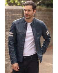 Ashwood Leather - 'Nova2' Real Biker Jacket With Stitch Detailings - Lyst