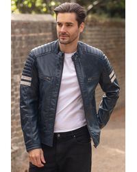 Ashwood Leather - 'Nova2' Real Biker Jacket With Stitch Detailings - Lyst