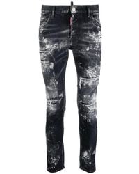 DSquared² - Skater Jean Destroyed Paint Effect Jeans Cotton - Lyst
