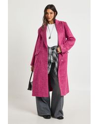 Boohoo - Textured Double Breast Wool Look Coat - Lyst