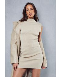 MissPap - Premium Knit High Neck Top & Mini Skirt Co-Ord - Lyst