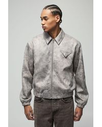 BoohooMAN - Boxy Washed Look Faux Suede Harrington Jacket - Lyst