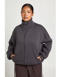 Boohoo - Plus Funnel Neck Zip Up Jacket - Lyst