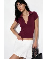 Busem - Geribbelde Slim-Fit Polo Blouse - Lyst