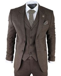 TruClothing - Bruin 3-delige Tweed Haringbeen Pak Peaky Blinders Klassiek Maatwerk - Lyst
