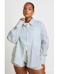 Boohoo - Plus Stripe Oversized Shirt - Lyst