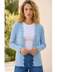 Roman - Lace Trim Knit Cardigan - Lyst