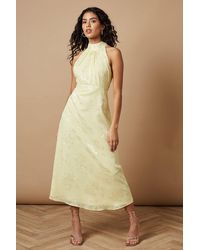 Oasis - Petite Plain Satin Burnout Halterneck Midi Dress - Lyst