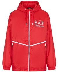 EA7 - Rote Kapuzenjacke Mit Auffälligem Logo - Lyst