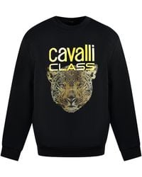 Roberto Cavalli - Class Leopard Print Logo Jumper Cotton - Lyst
