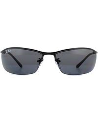 Ray-Ban - Rayban Zonnebril Top Bar 3183 Glanzend Zwart Gepolariseerd Grijs 002/81 - Lyst