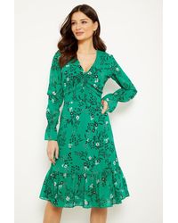 Sosandar - Floral Print V Neck Fit & Flare Dress - Lyst