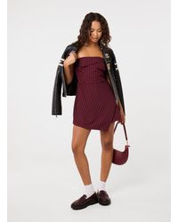 Pink Vanilla - Pinstripe Bandeau Skort Dress - Lyst
