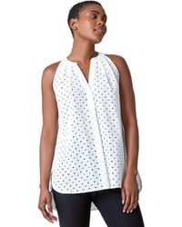 Roman - Broderie V-Neck Cotton Tunic Top - Lyst