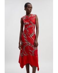 Karen Millen - Chain Print Crepe Hanky Hem Midi Dress - Lyst