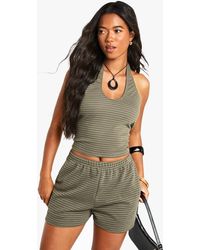 Boohoo - Stripe Elastic Waistband Shorts - Lyst