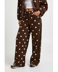 Boohoo - Polka Dot High Waist Wide Leg Jean - Lyst