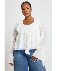 Boohoo - Plus Chiffon Ruffle Blouse - Lyst