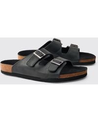 BoohooMAN - Pu Double Strap Sandal - Lyst