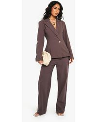 Boohoo - Linen Tailored Straight Leg Trouser - Lyst