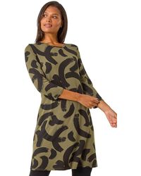 Roman - Brushstroke A-Line Stretch Dress - Lyst