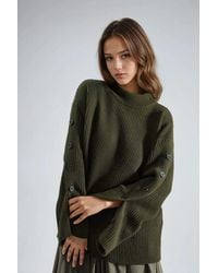 Hiccup - Thick Knit Slit And Button Detailed Sweater - Lyst